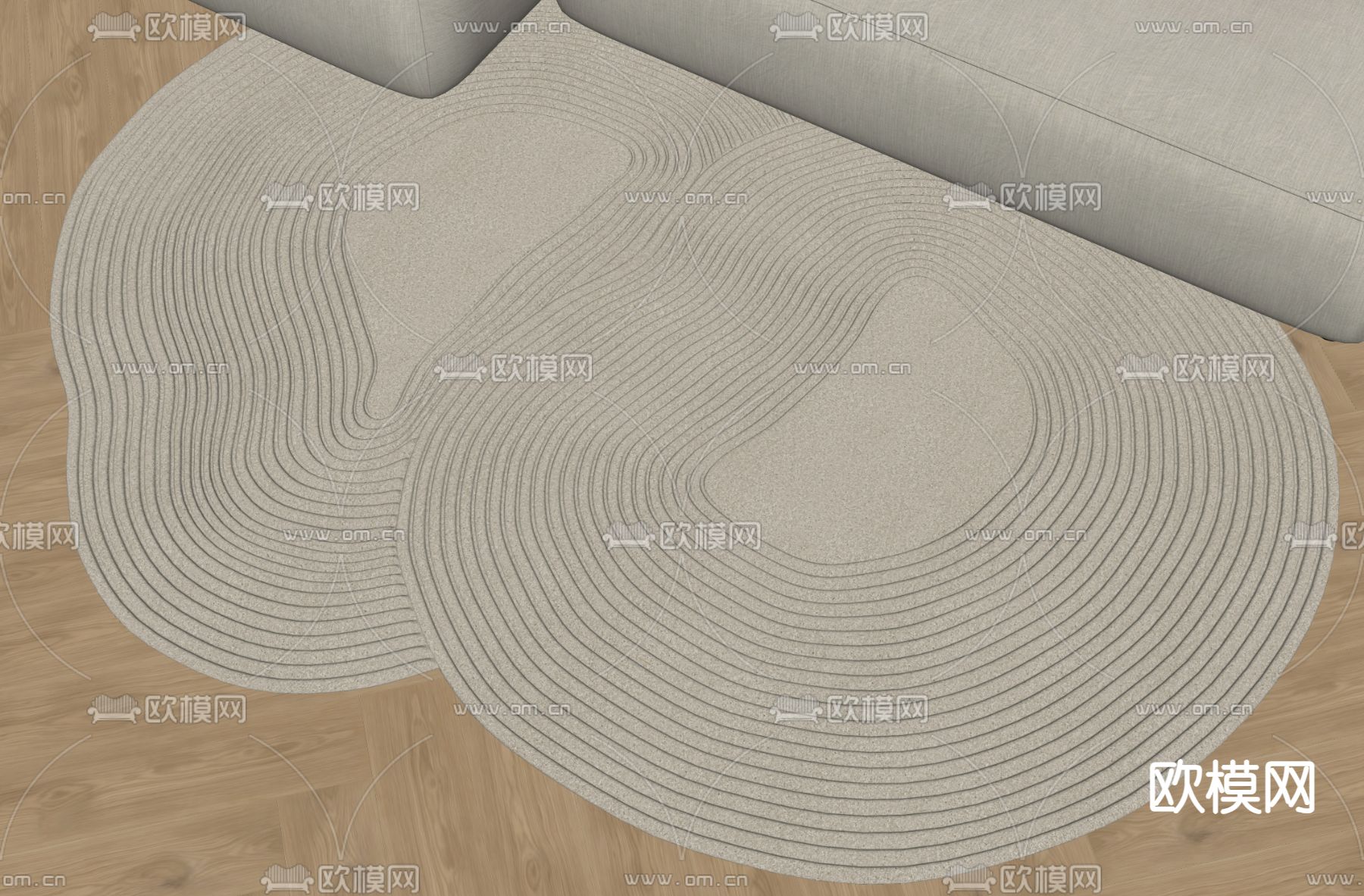 奶油风地毯su模型下载（渲染图1）