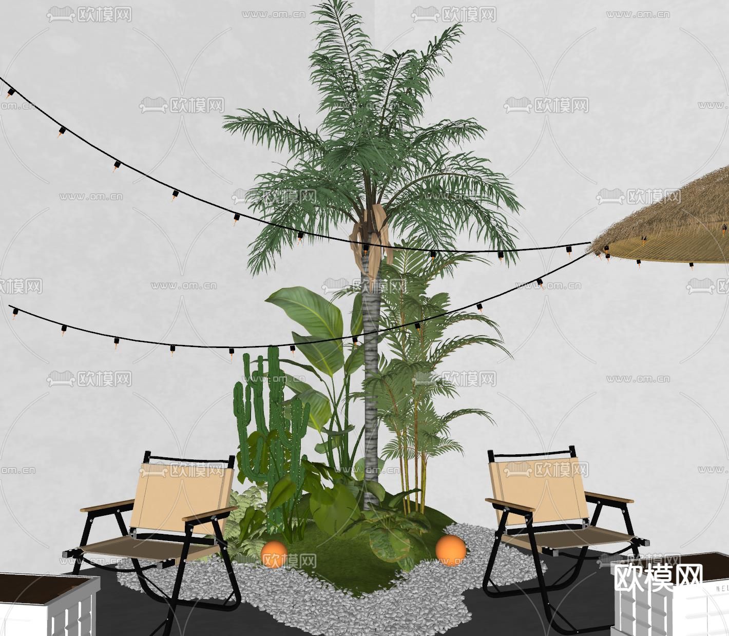 露营风景观植物su模型下载（渲染图1）