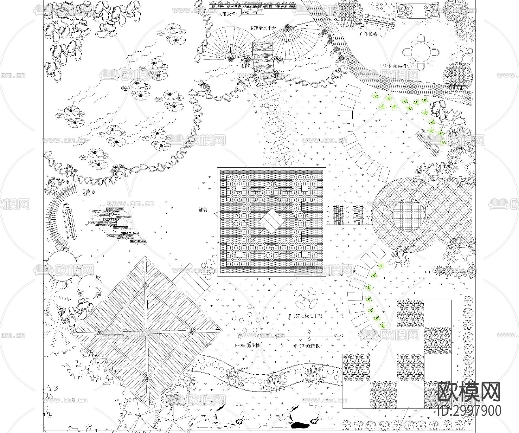 公园院子园林景观cad图库下载（渲染图6）