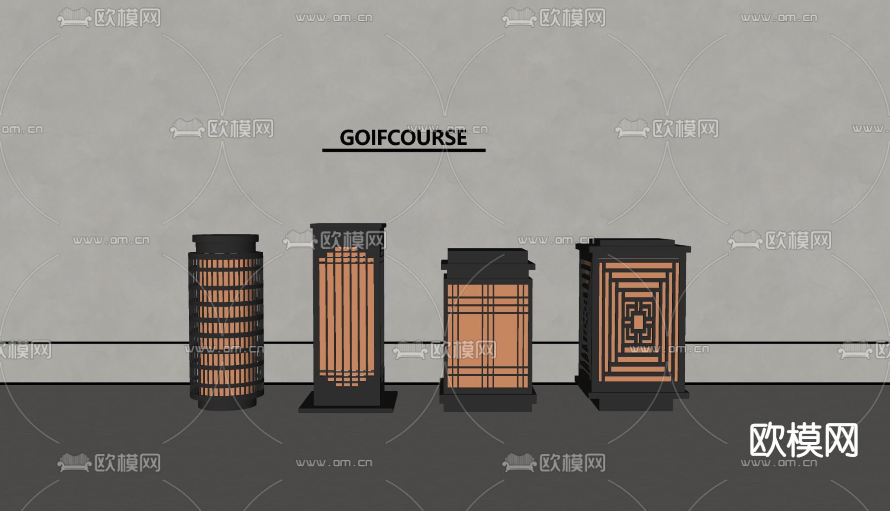 现代草坪地灯 园林路灯 街道路灯su模型下载（渲染图1）