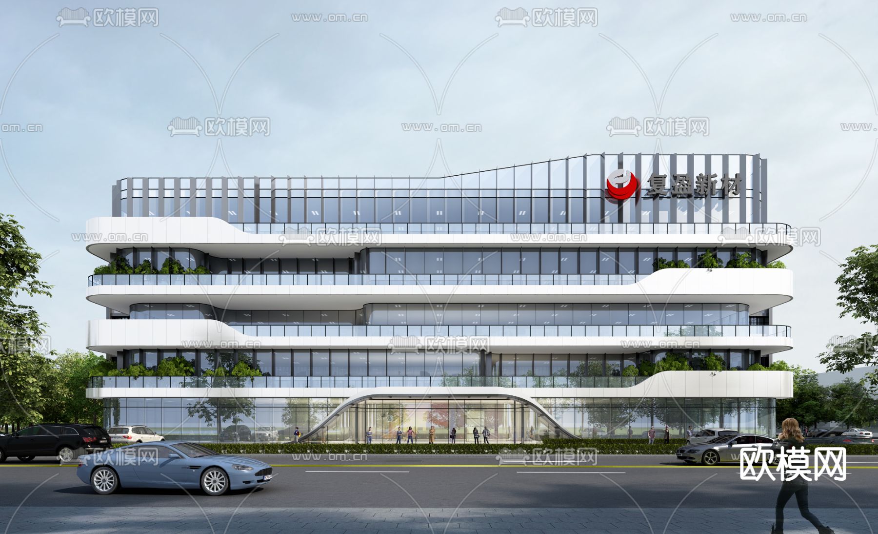 工业风厂房外观su模型下载（渲染图1）