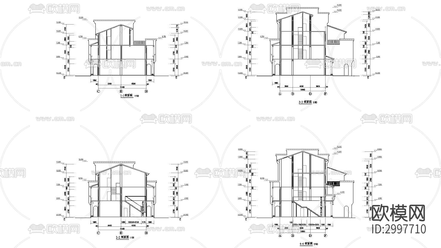 寺庙古建筑 寺院 设计方案图cad大样图下载（渲染图2）