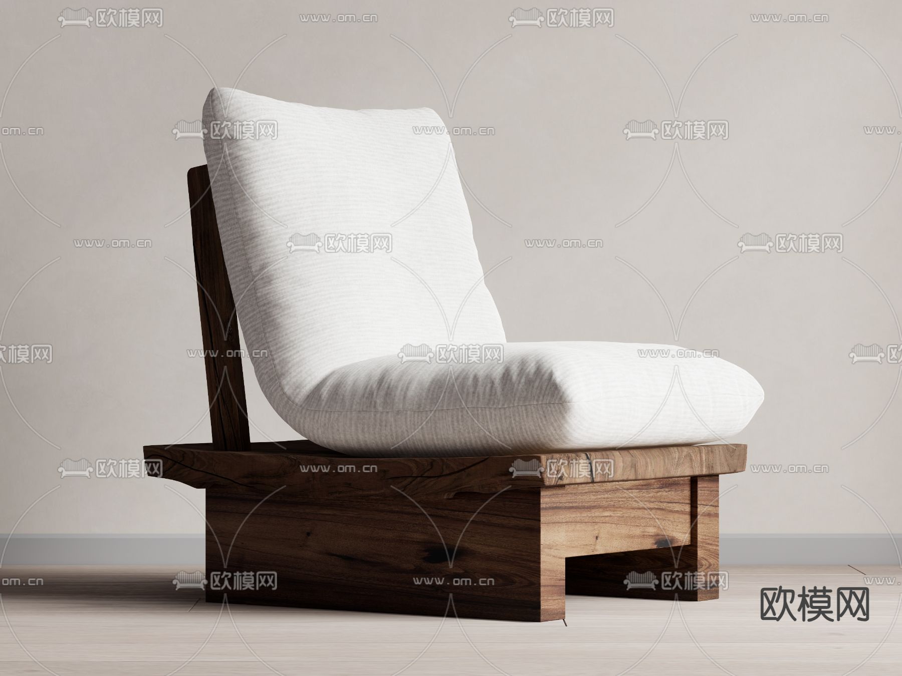 侘寂休闲椅 单人沙发su模型下载（渲染图1）