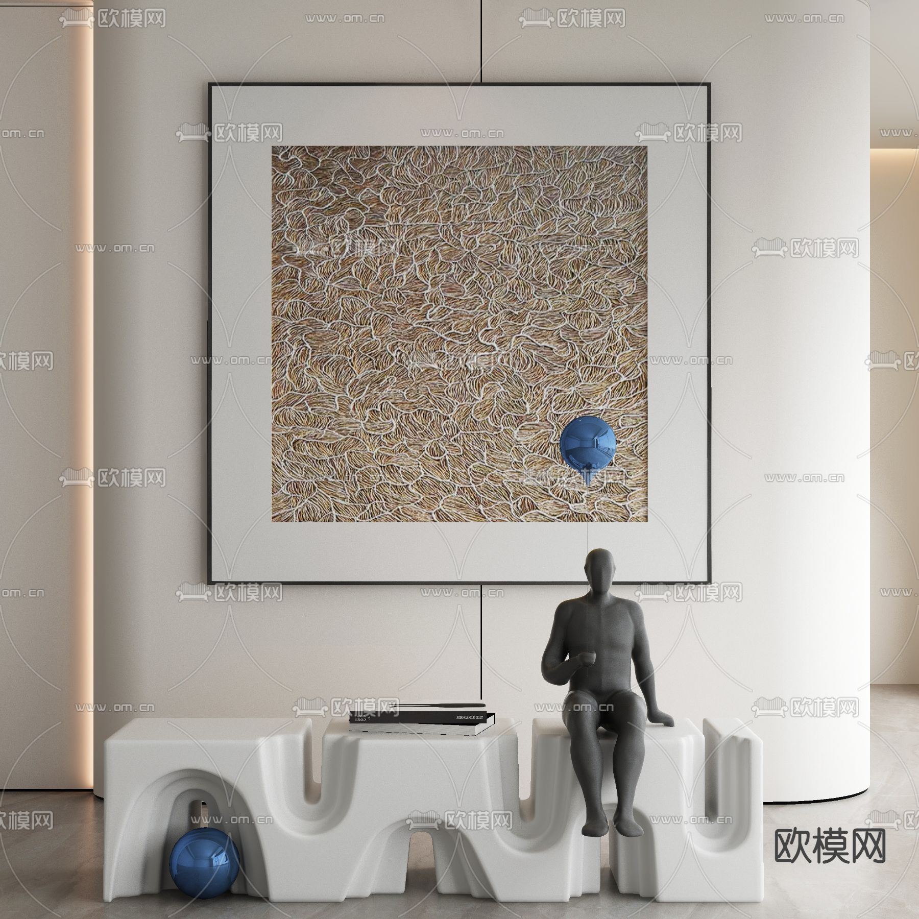 侘寂画 抽象画 装饰画3d模型下载