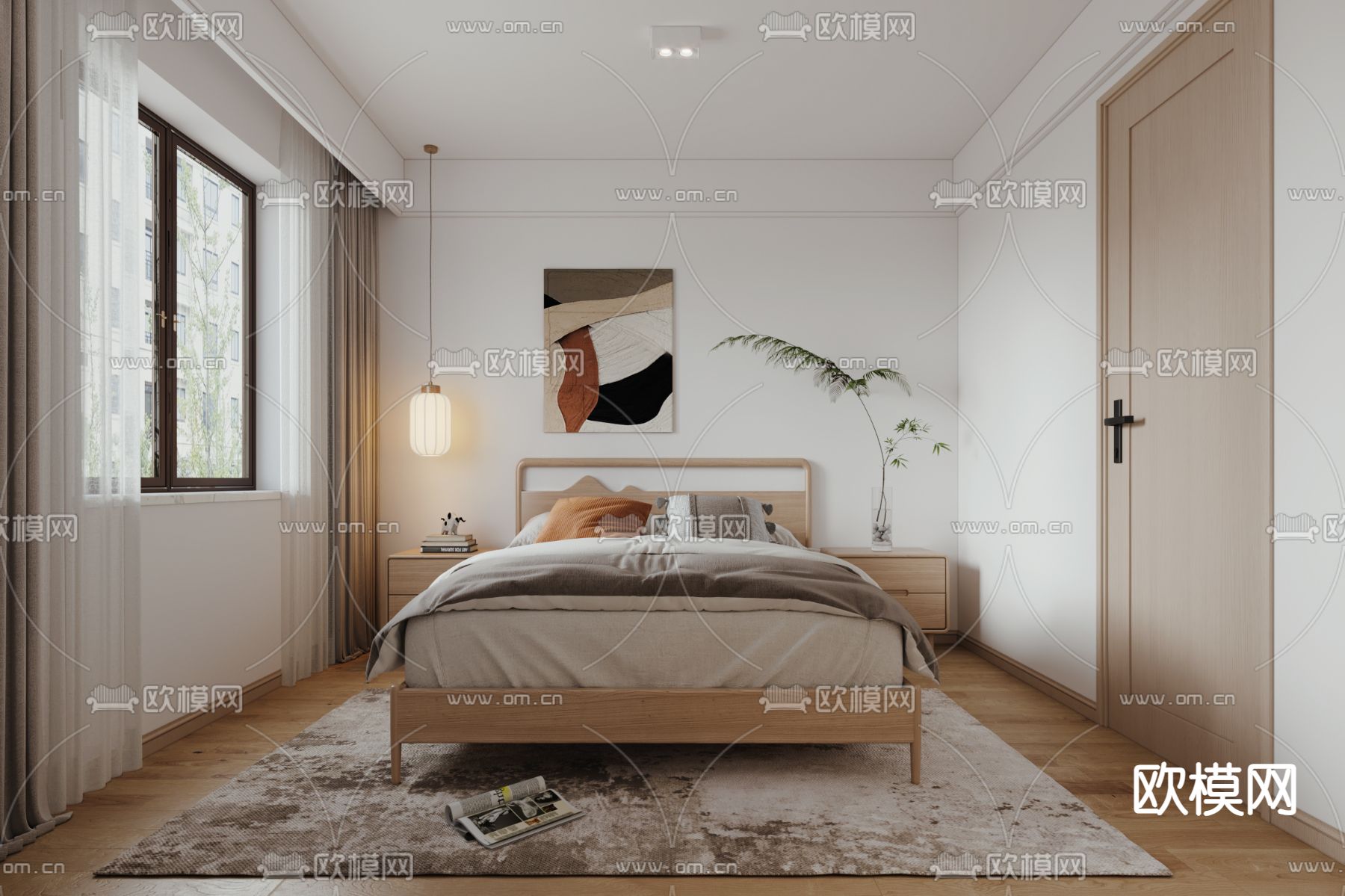 北欧卧室 次卧su模型下载（渲染图1）