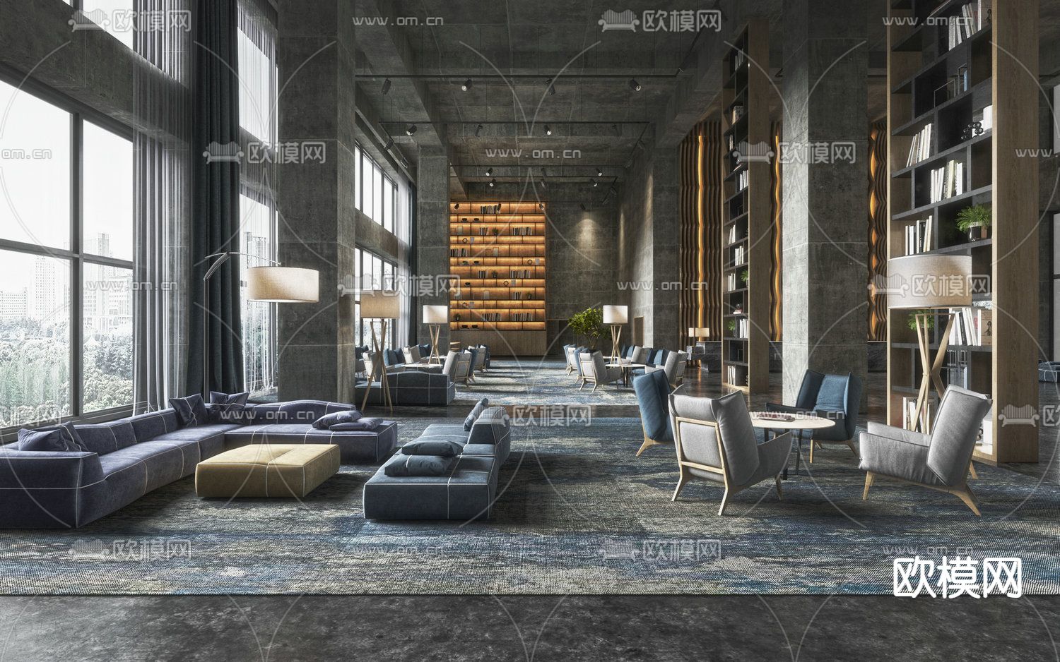 图书馆 阅读区3d模型下载（渲染图1）
