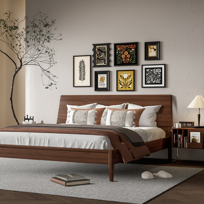 北欧双人床su模型