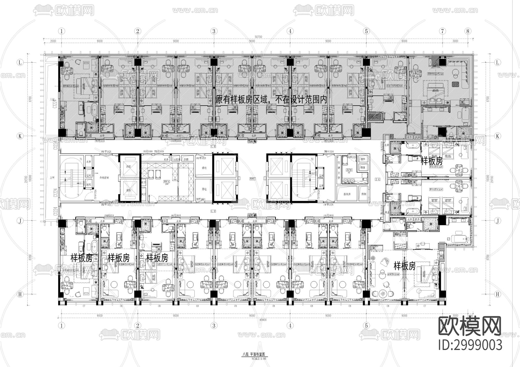 酒店客房总平cad施工图下载（渲染图4）