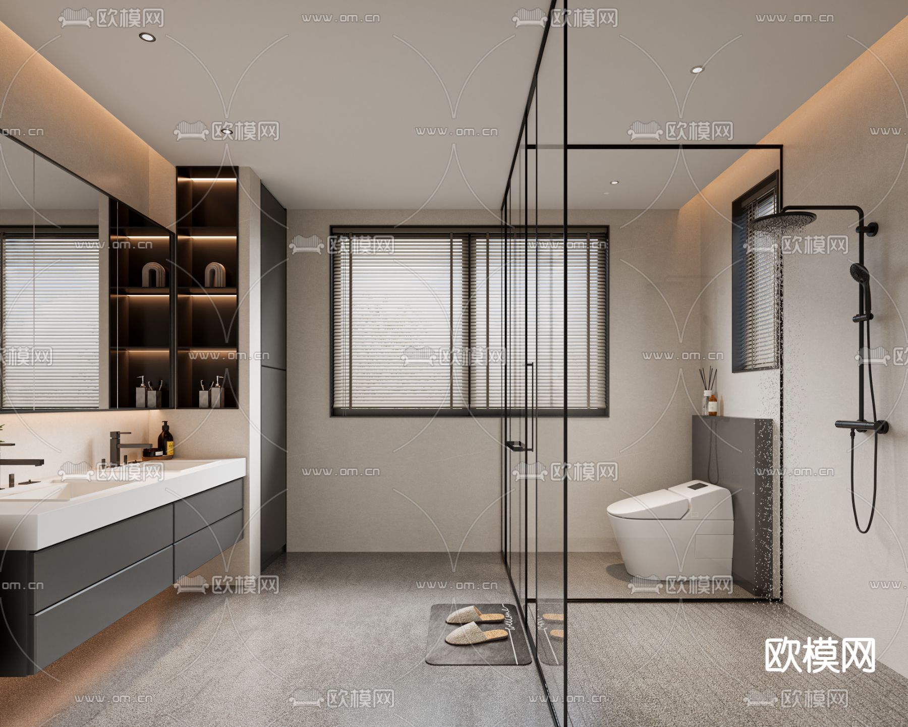 现代卫生间 浴室 洗手间3d模型下载