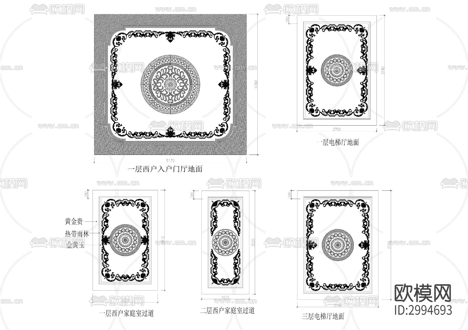 大理石水刀拼花cad图库下载（渲染图2）