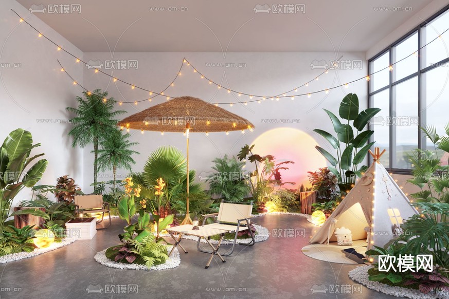 露营造景 植物堆3d模型下载