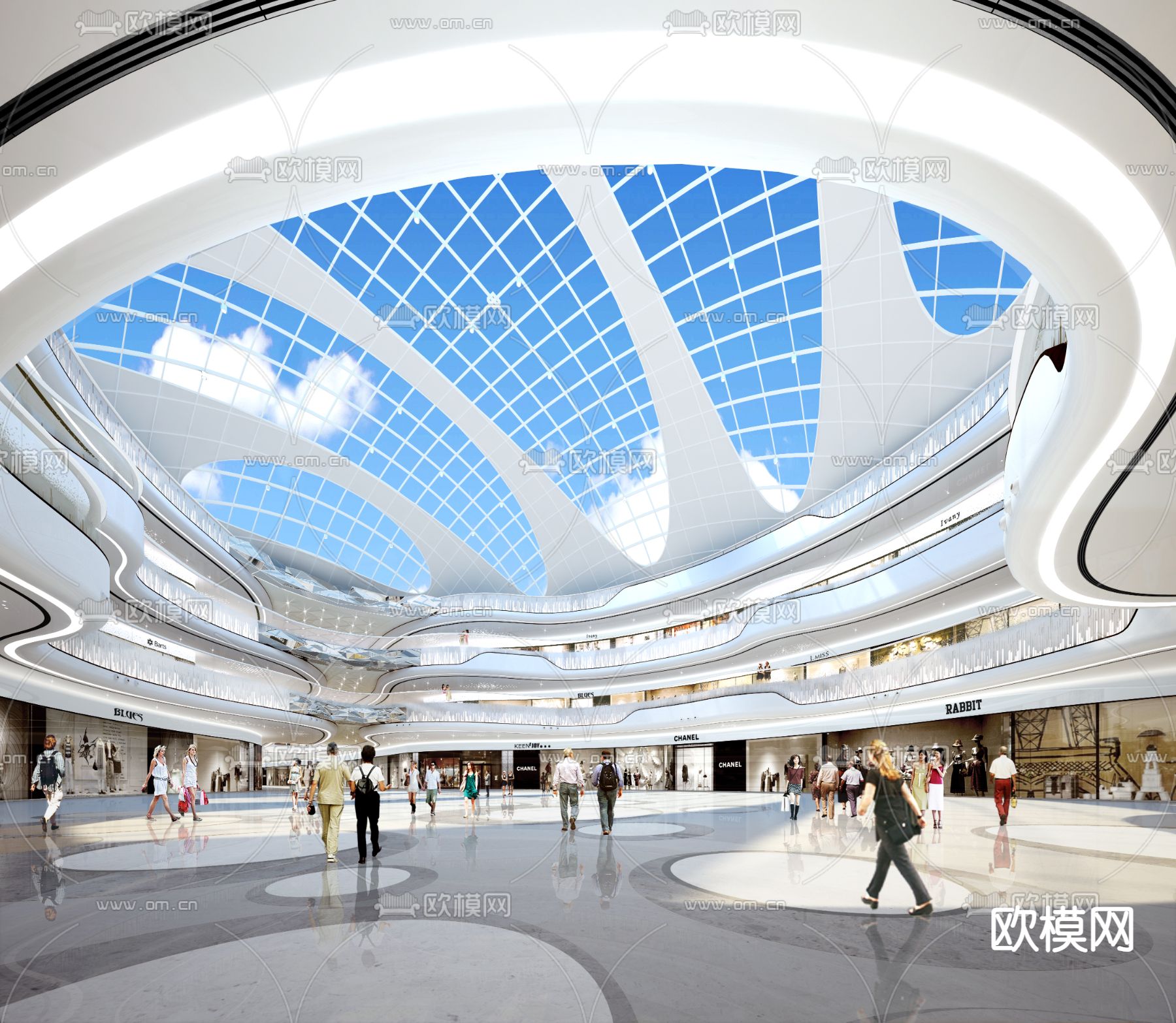 商业中心 商场中庭3d模型下载