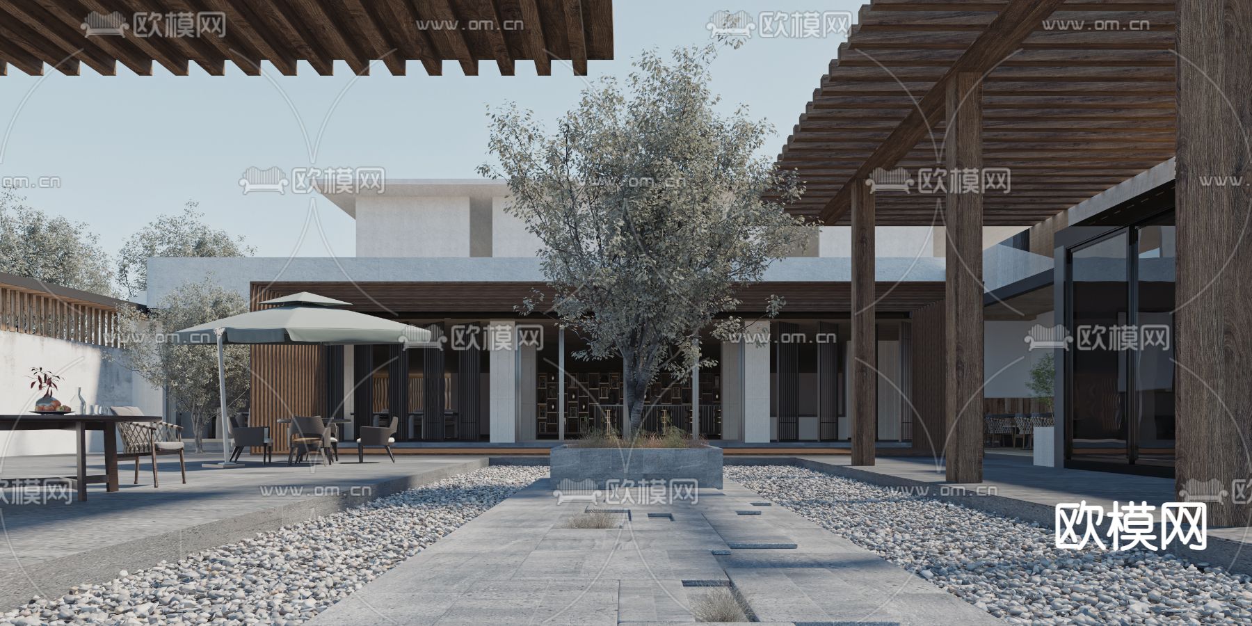 别墅庭院 花园3d模型下载（渲染图2）