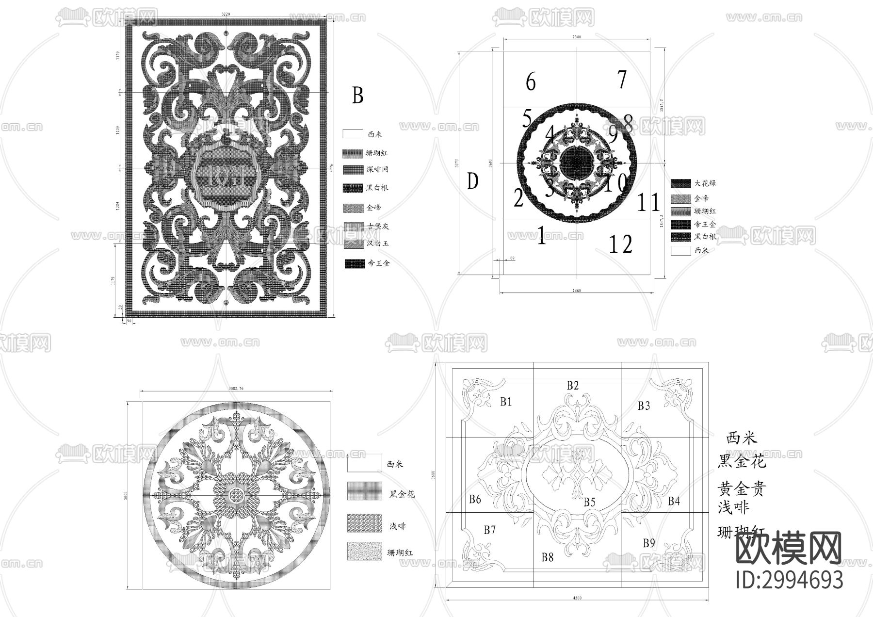 大理石水刀拼花cad图库下载（渲染图7）