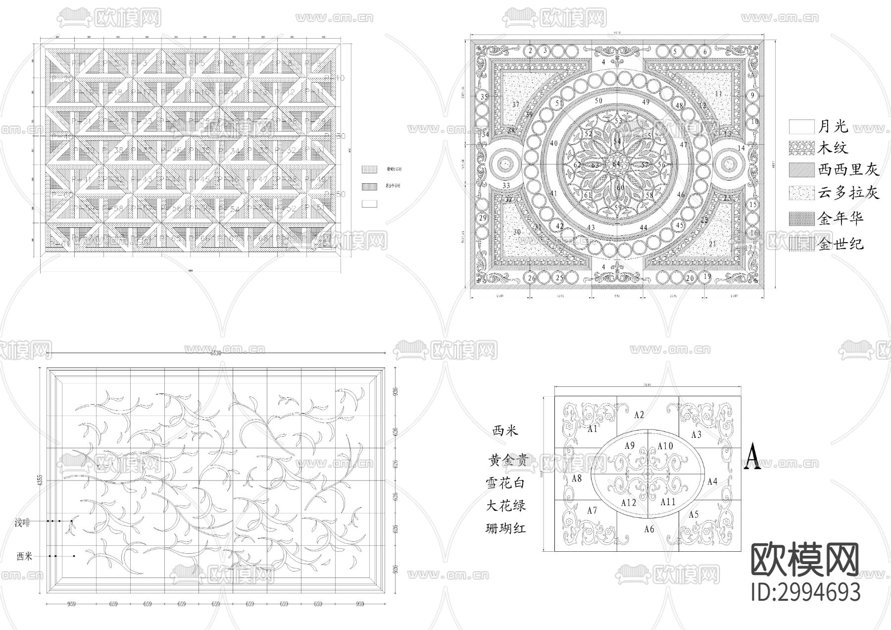 大理石水刀拼花cad图库下载（渲染图8）