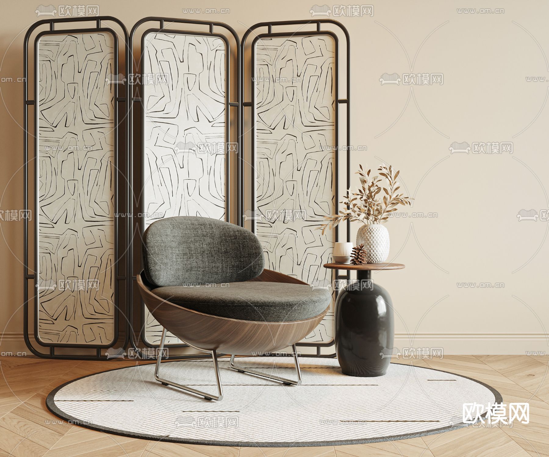 中古风椅子 休闲椅3d模型下载