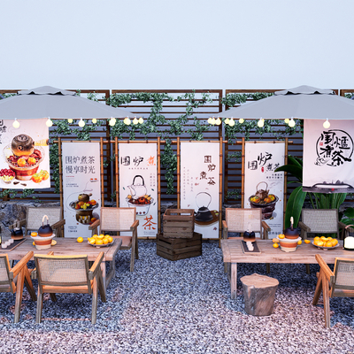  户外露营设施 网红打卡美陈 户外桌椅 露营小品su模型 