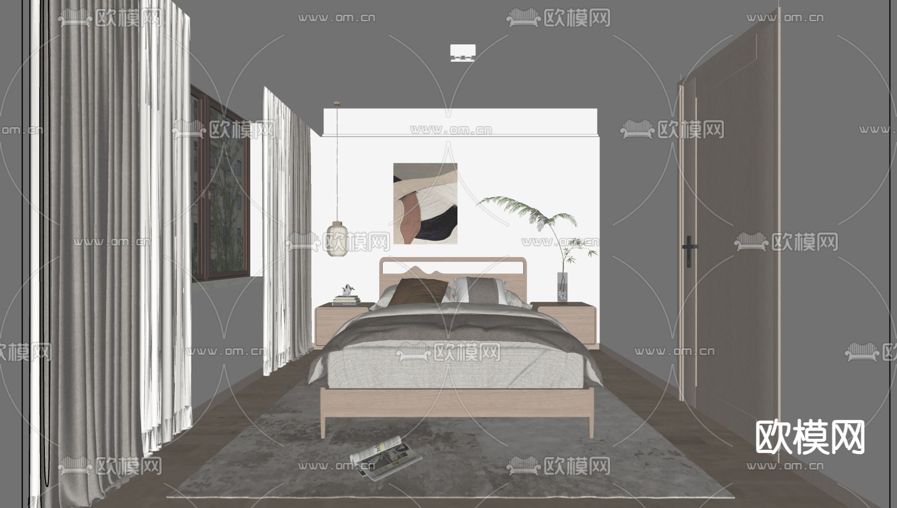 北欧卧室 次卧su模型下载（渲染图2）