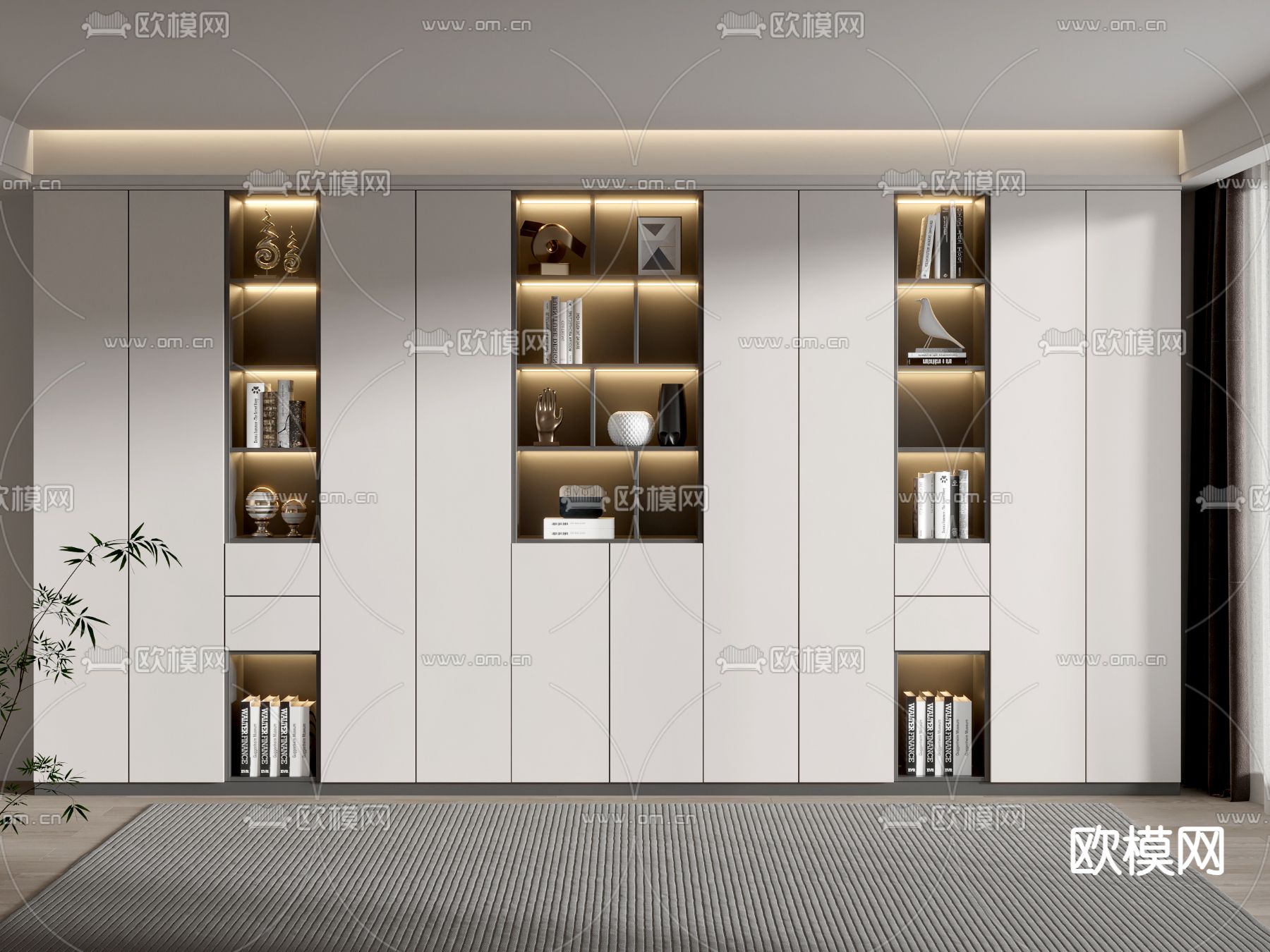 现代书柜 陈列柜3d模型下载
