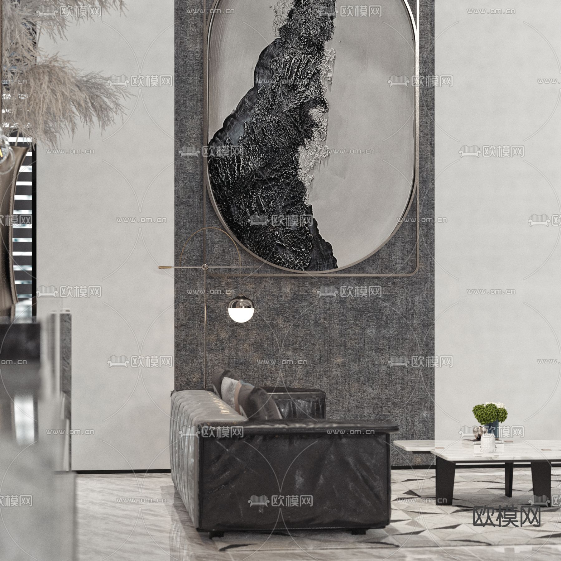 新中式售楼处 洽谈区3d模型下载（渲染图3）