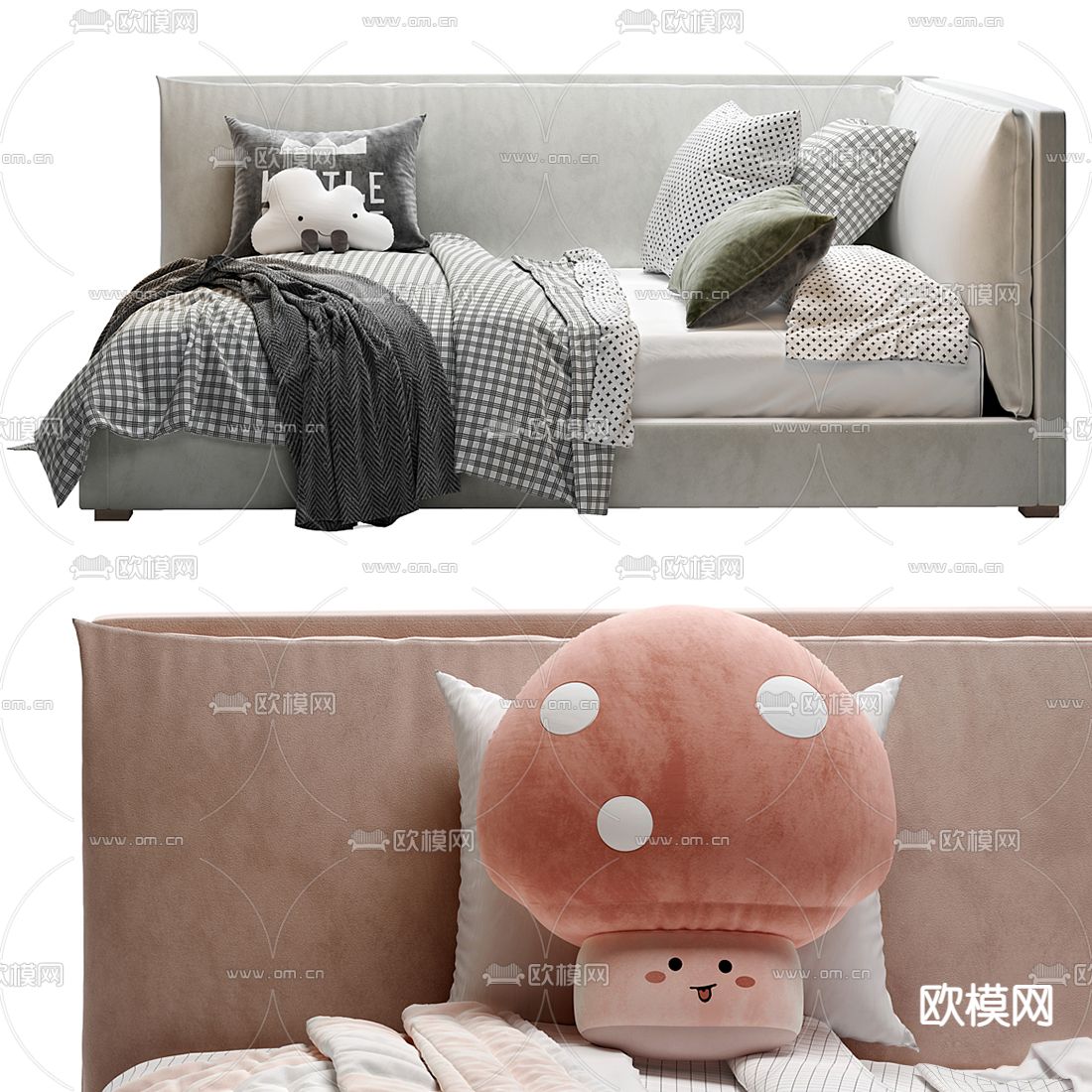 现代儿童床 沙发床3d模型下载（渲染图2）