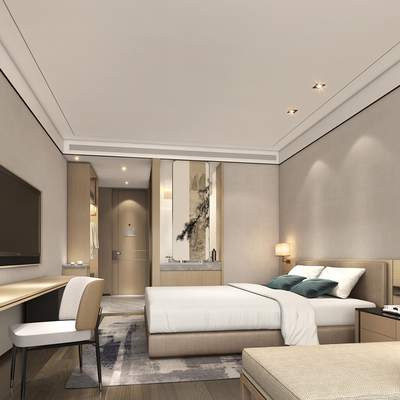  新中式酒店客房su模型 