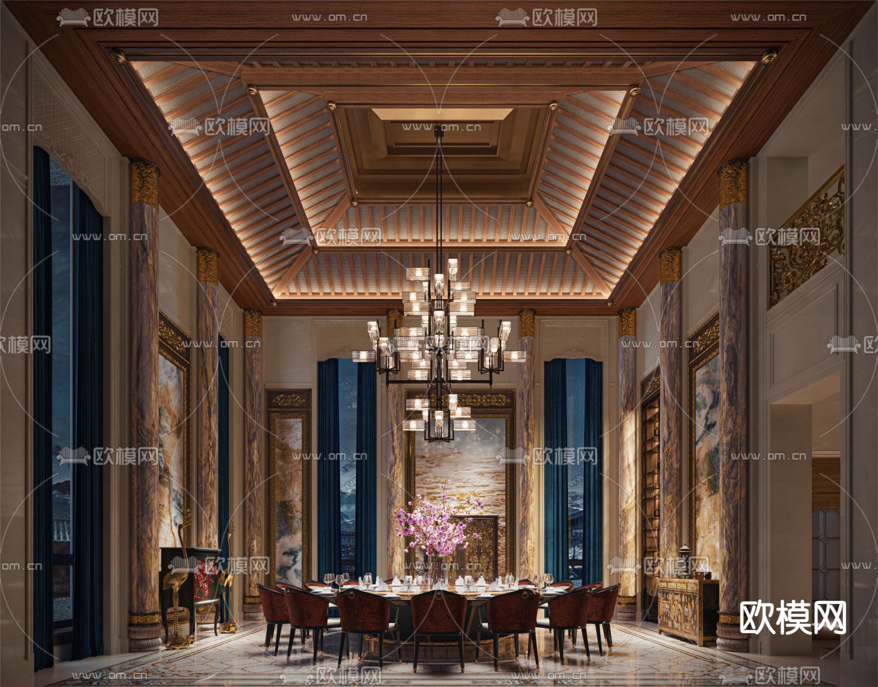 餐厅包房 酒楼包厢3d模型下载