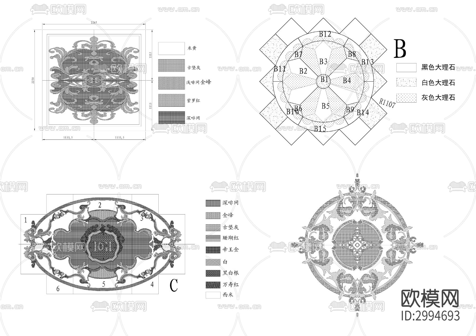 大理石水刀拼花cad图库下载（渲染图9）