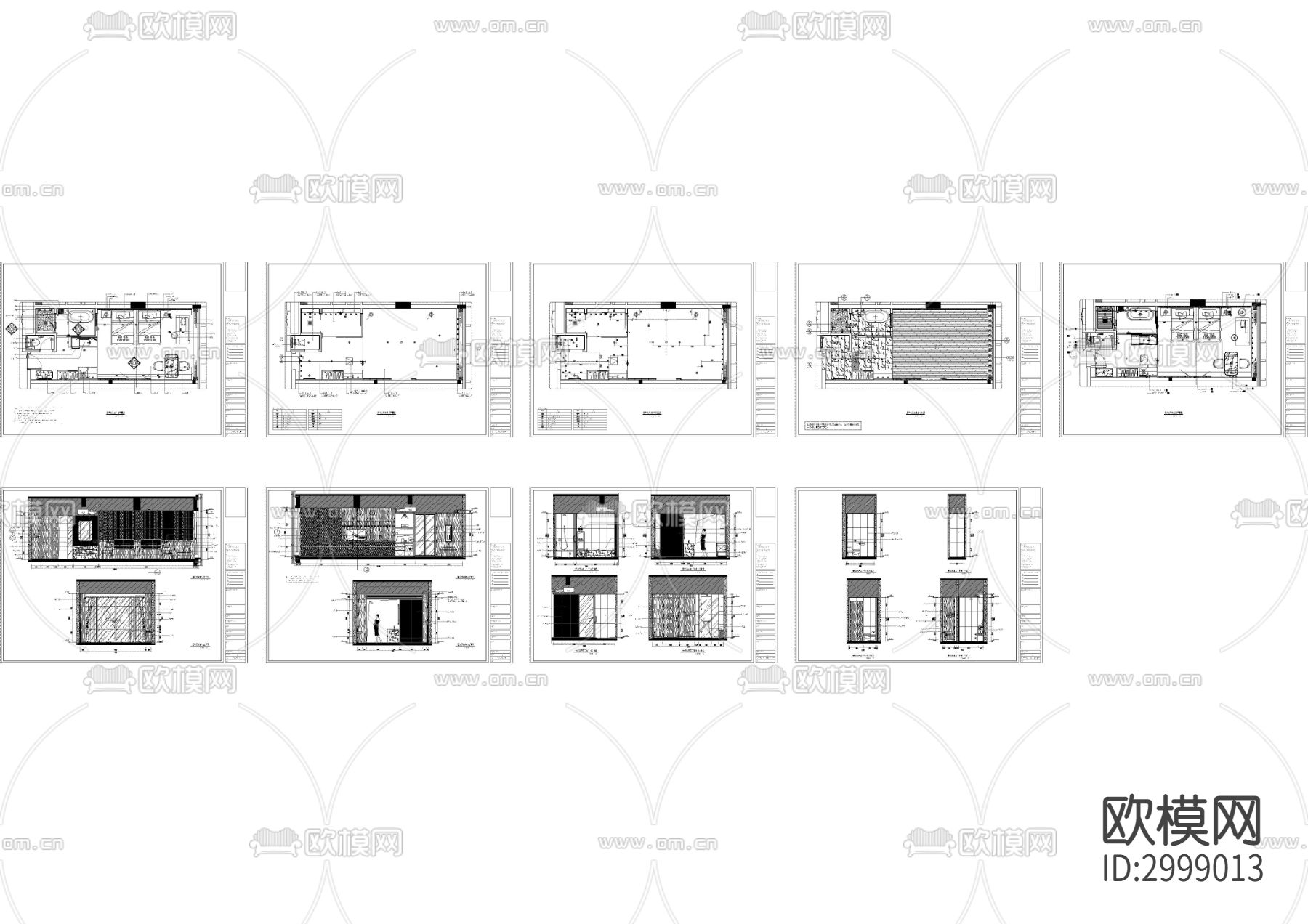 豪华双床房酒店客房cad施工图下载（渲染图5）
