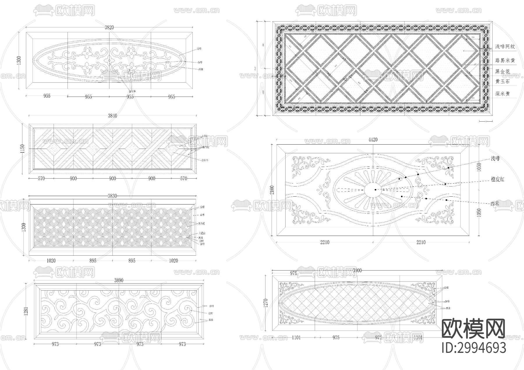 大理石水刀拼花cad图库下载（渲染图5）