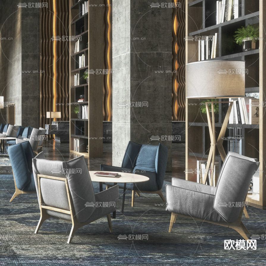 图书馆 阅读区3d模型下载（渲染图2）