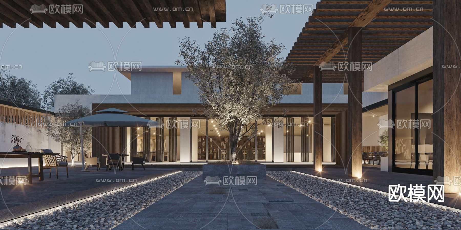 别墅庭院 花园3d模型下载（渲染图1）