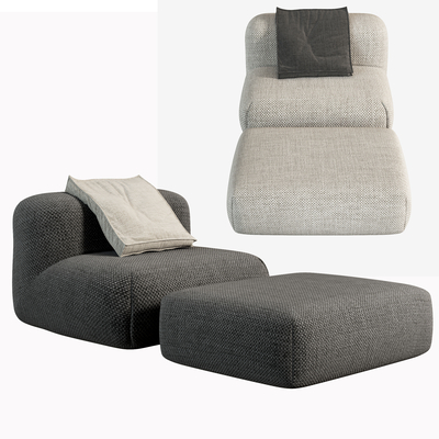  现代懒人沙发 躺椅su模型 