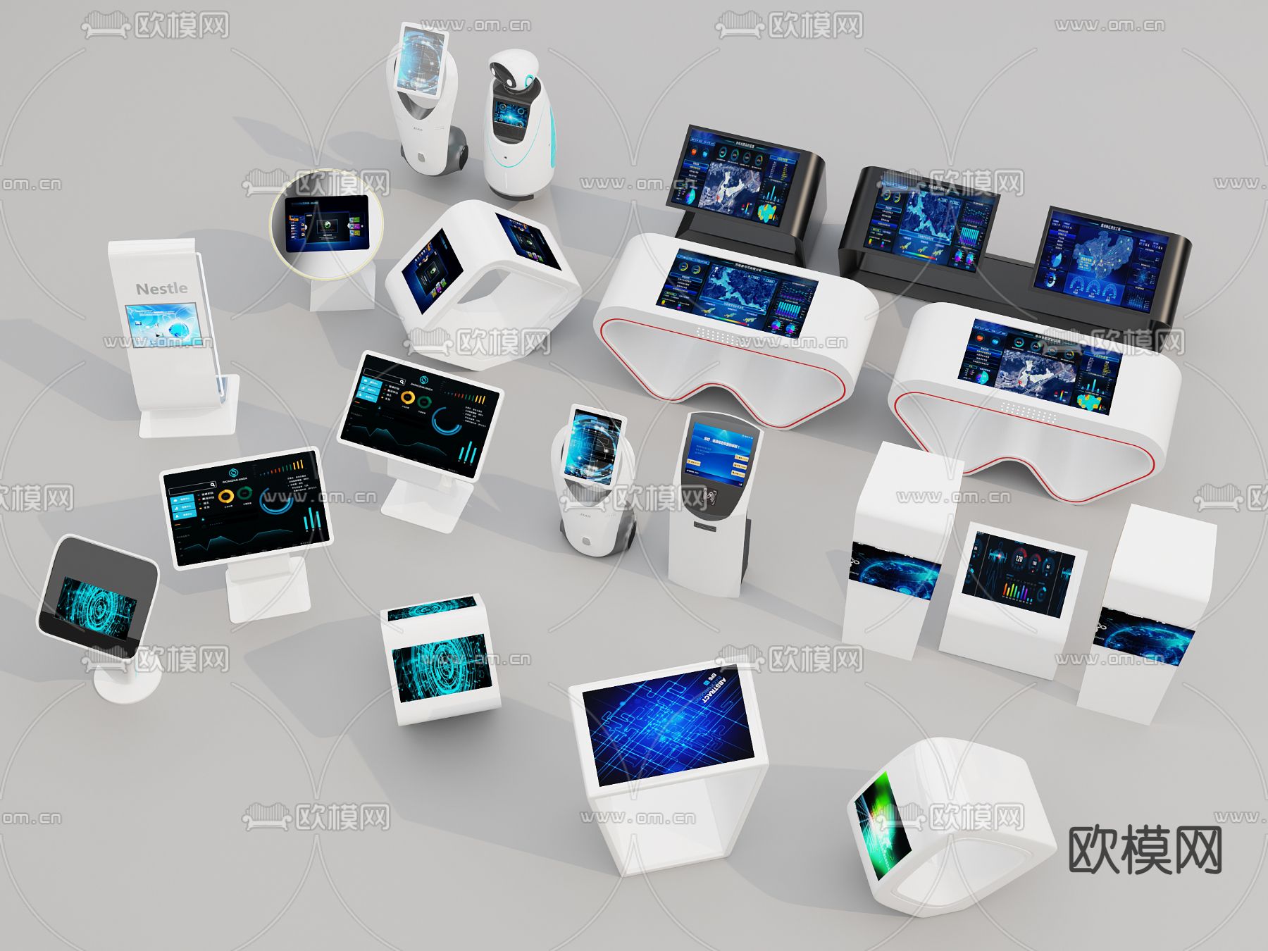 叫号机 触控一体机3d模型下载