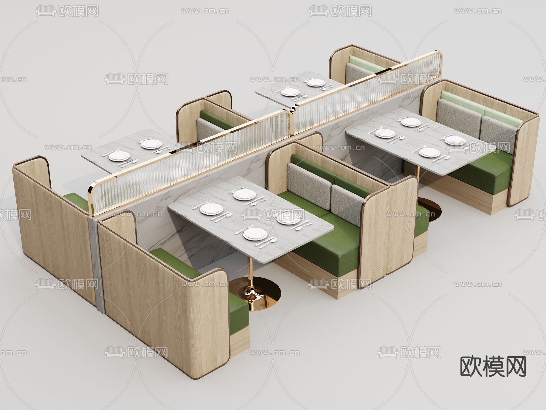 现代餐桌椅 卡座餐桌3d模型下载