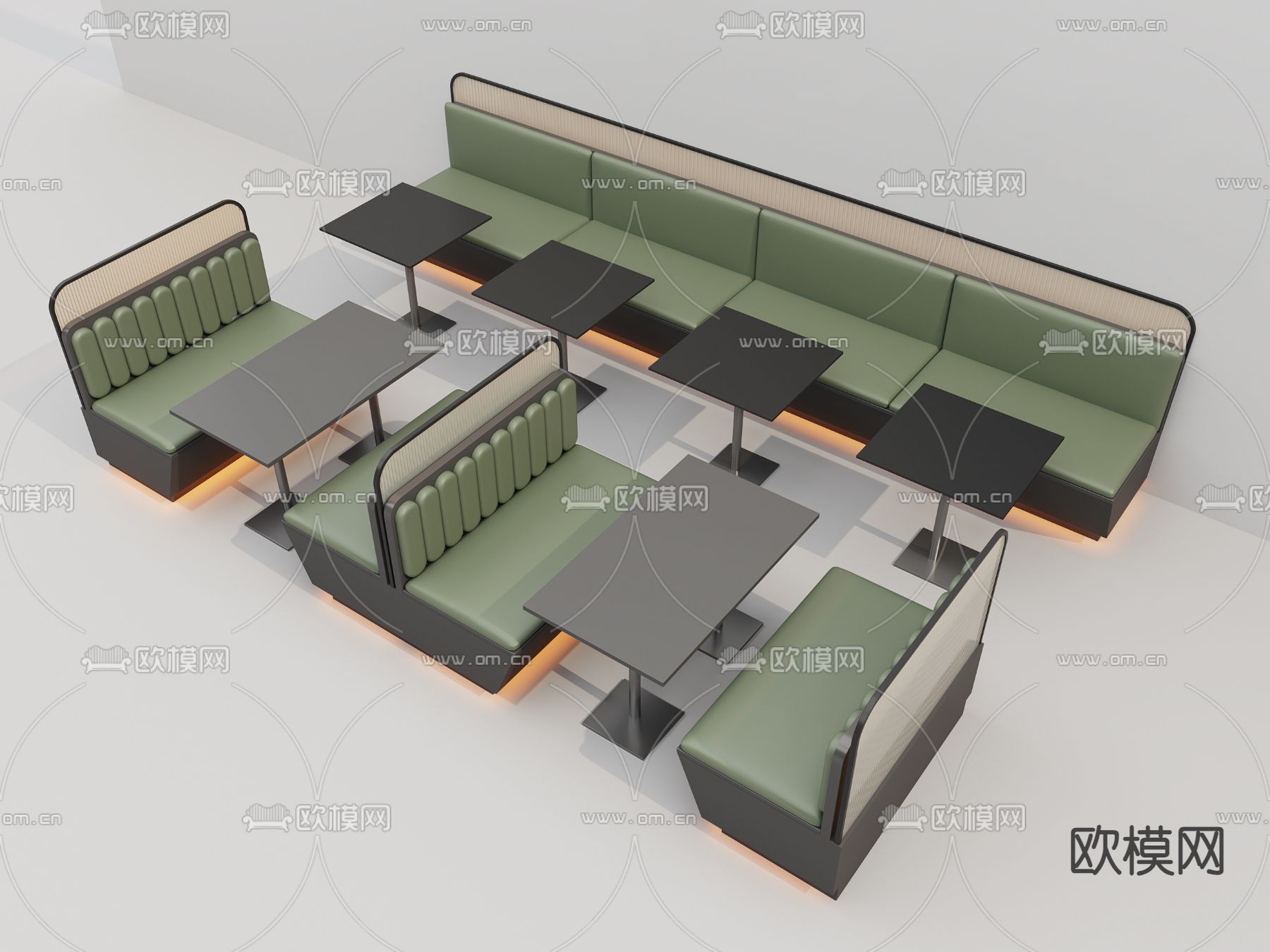 现代餐桌椅 卡座餐桌3d模型下载