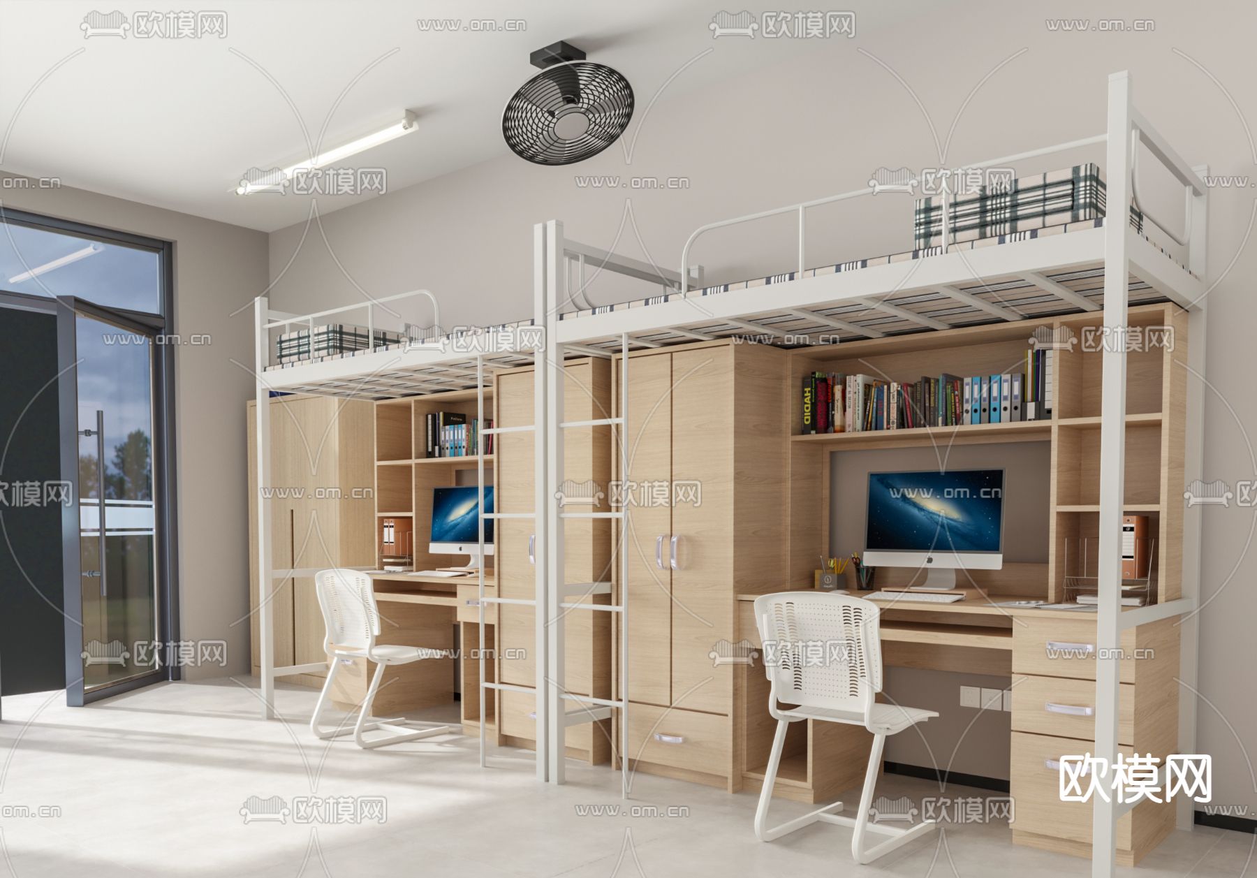 学校宿舍 学生公寓 寝室3d模型下载