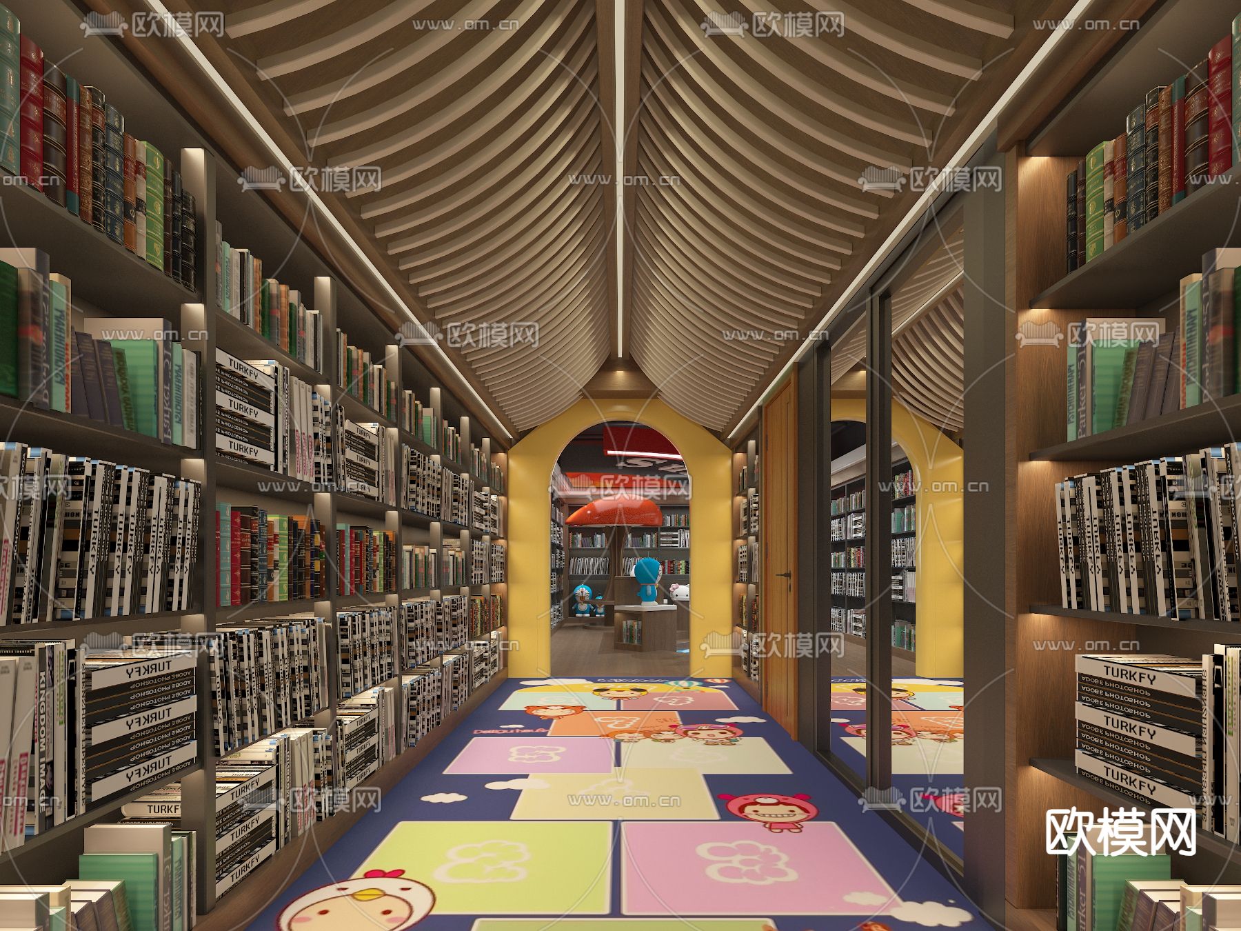 现代书店 图书馆 阅读室3d模型下载（渲染图2）