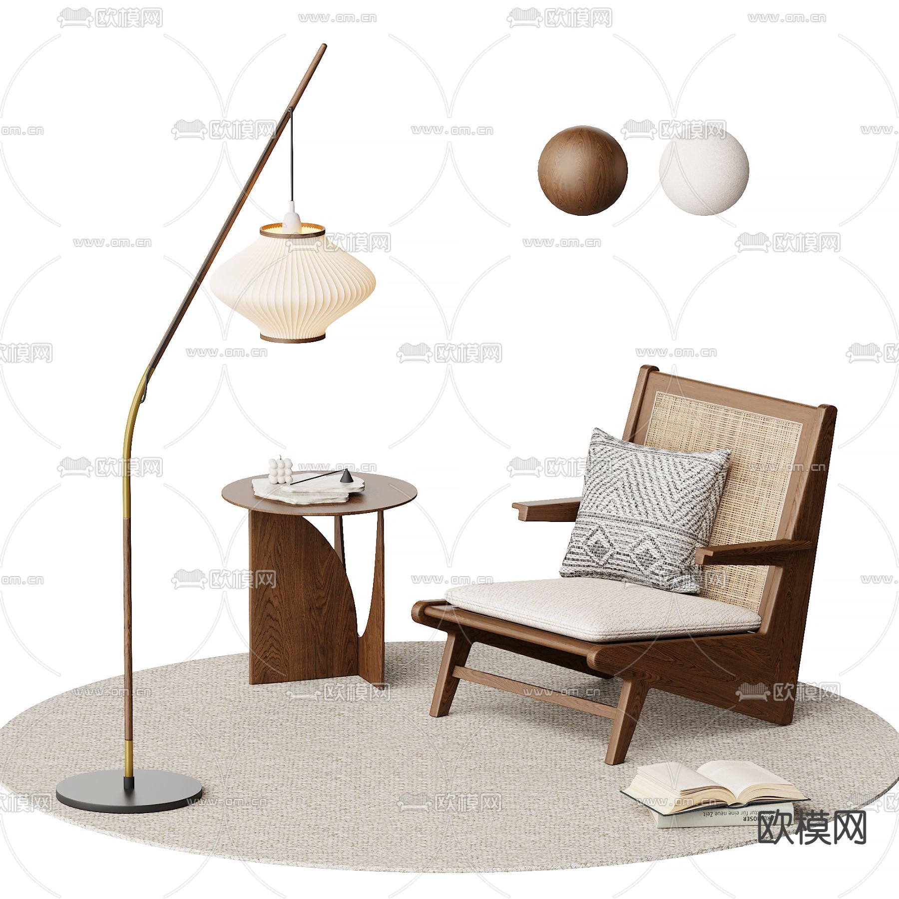 中古风椅子 藤编休闲椅3d模型下载