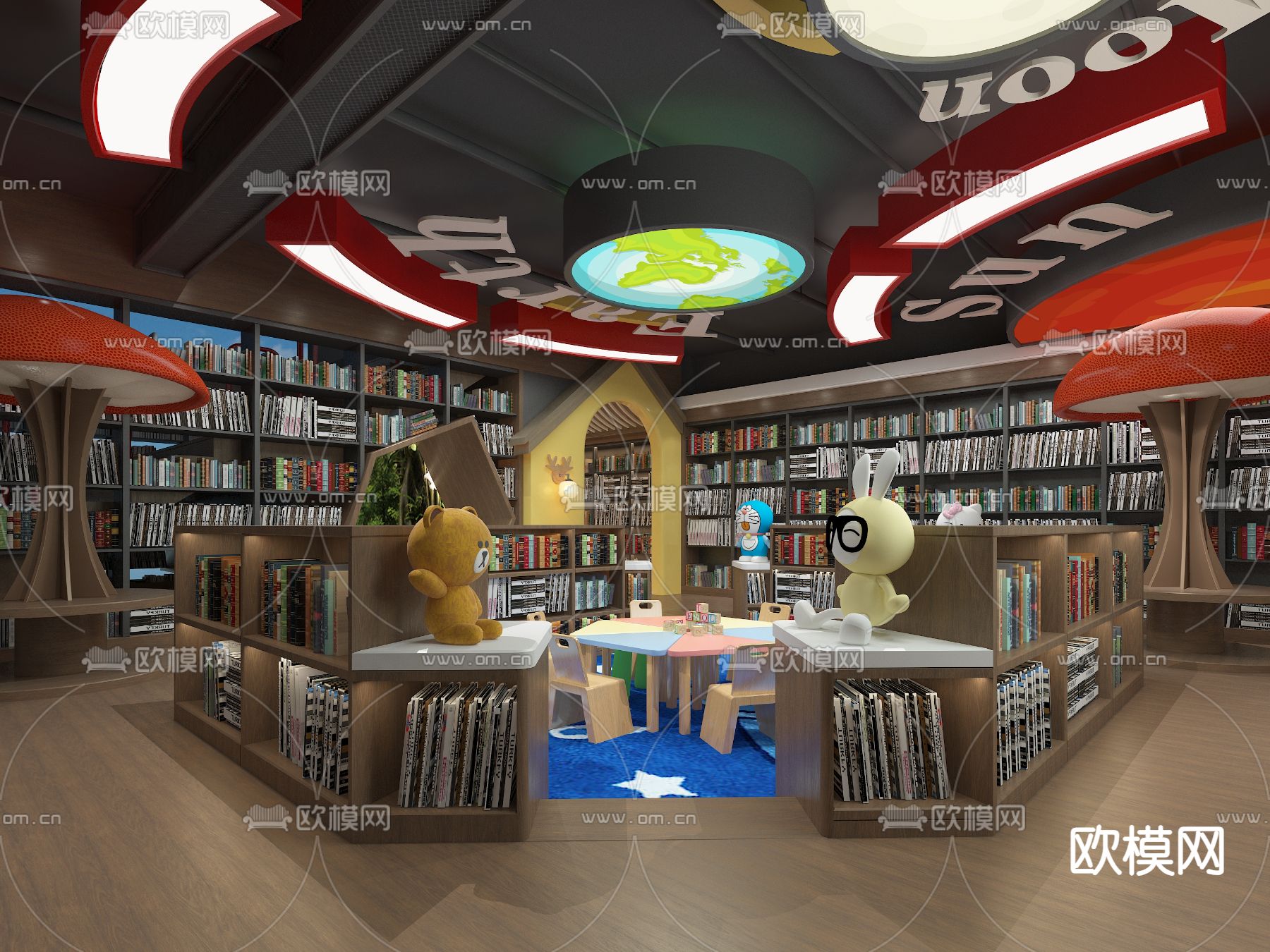 现代书店 图书馆 阅读室3d模型下载（渲染图1）