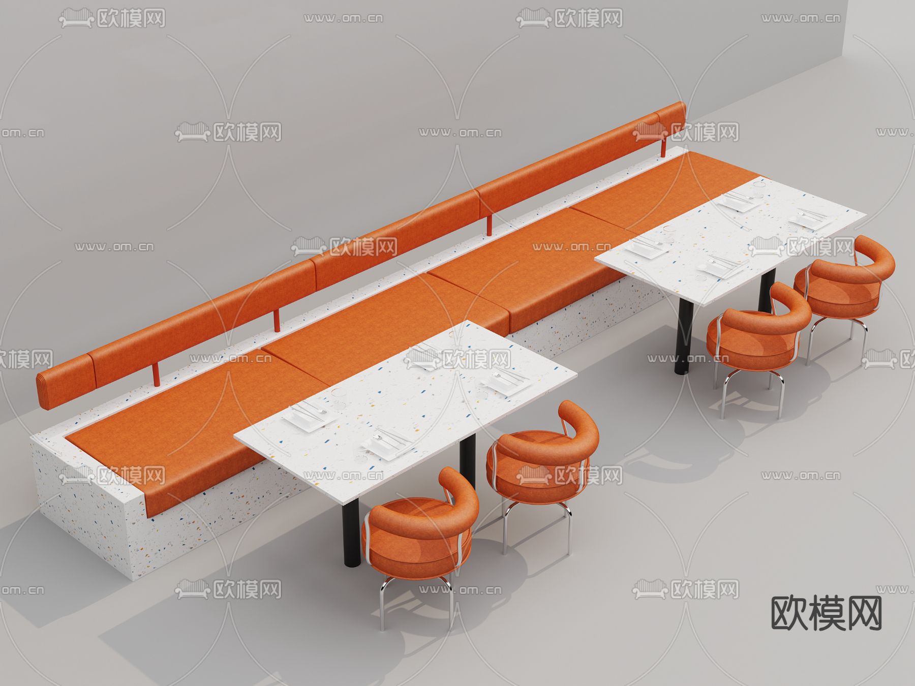 现代餐桌椅 卡座餐桌3d模型下载