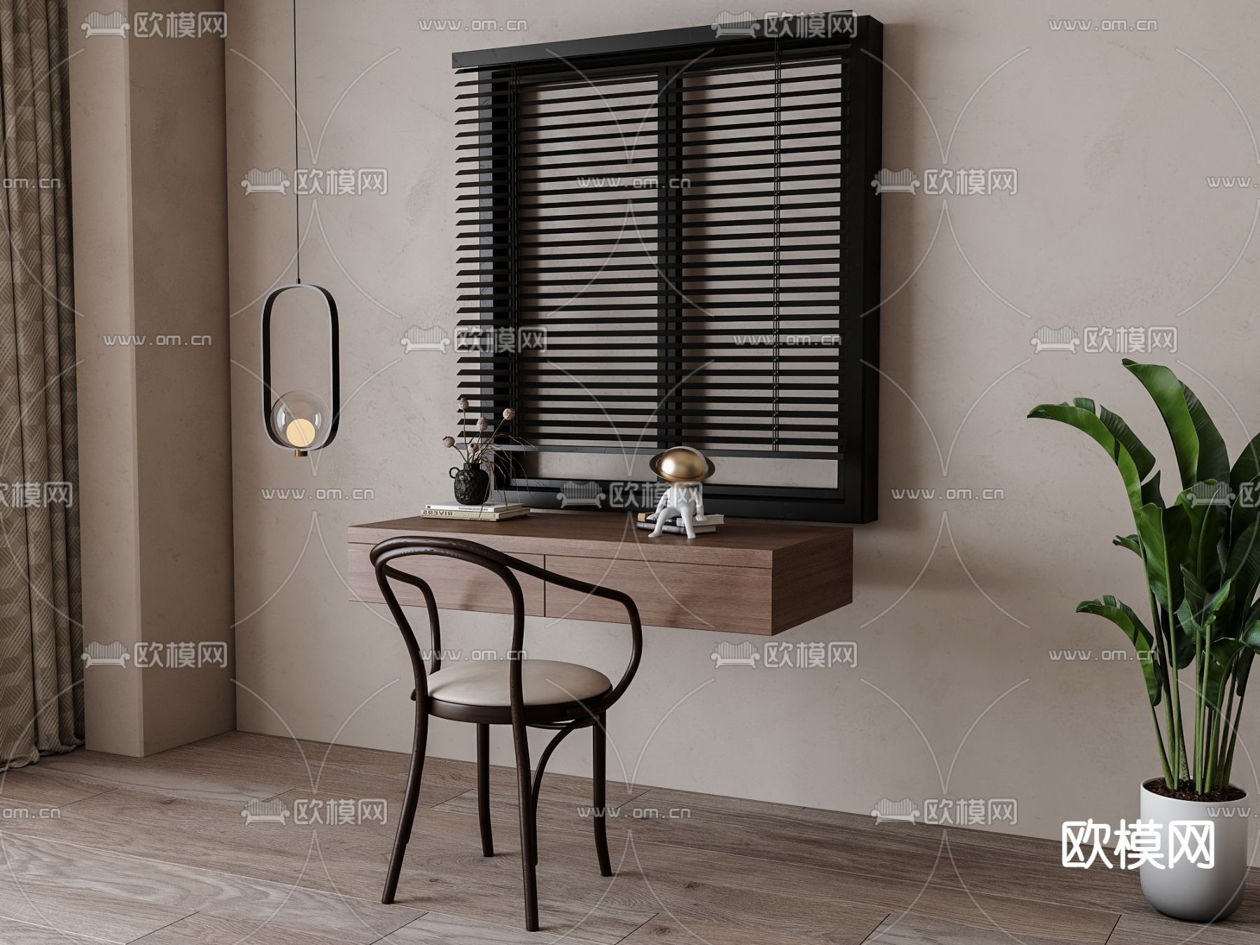 美式书桌 写字台 书台3d模型下载