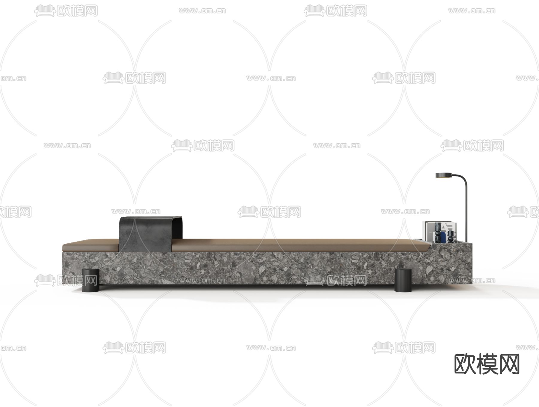 户外石凳 景观长凳 公共椅3d模型下载（渲染图3）