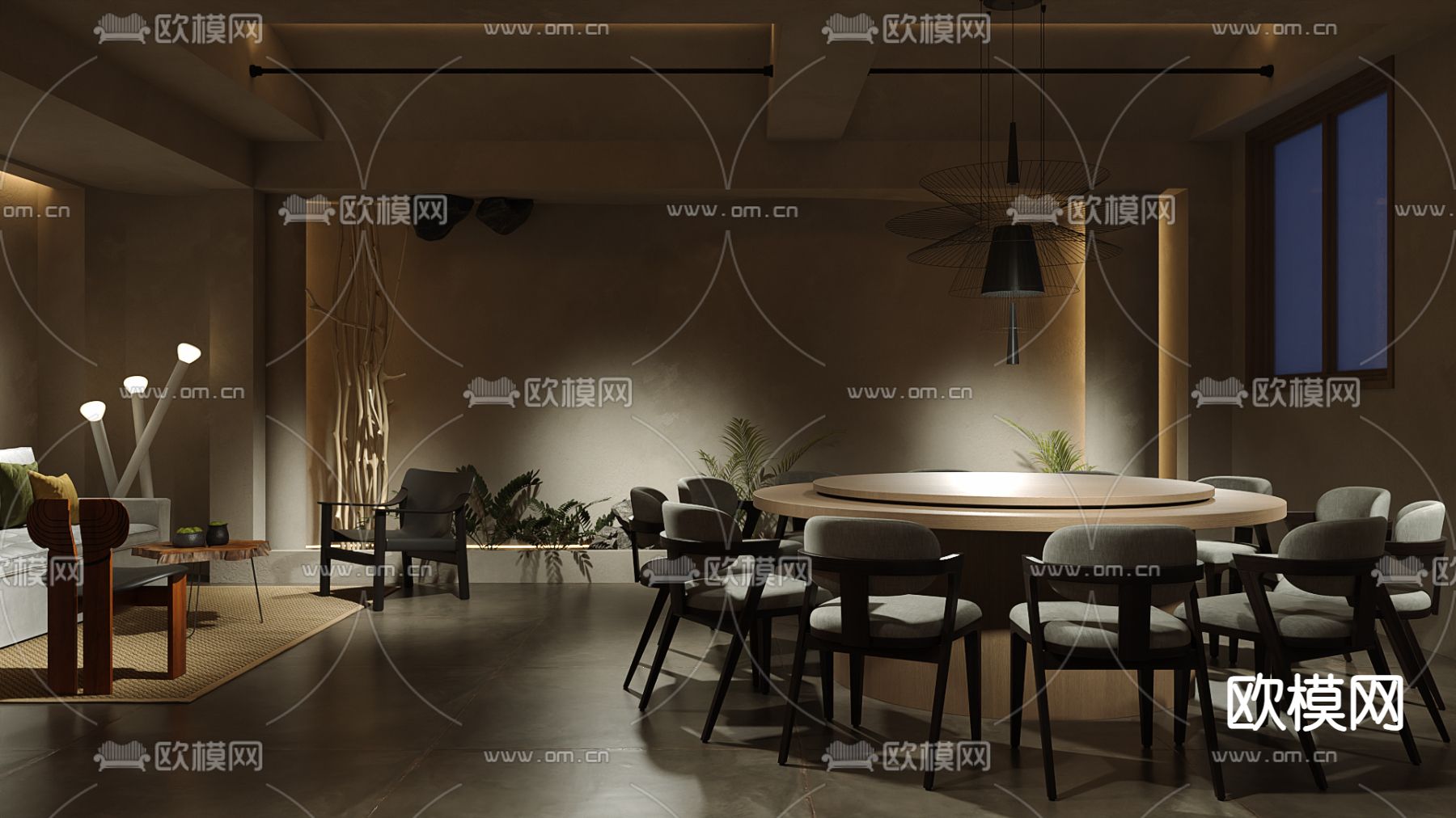 暗黑风包房 会所包厢3d模型下载（渲染图3）