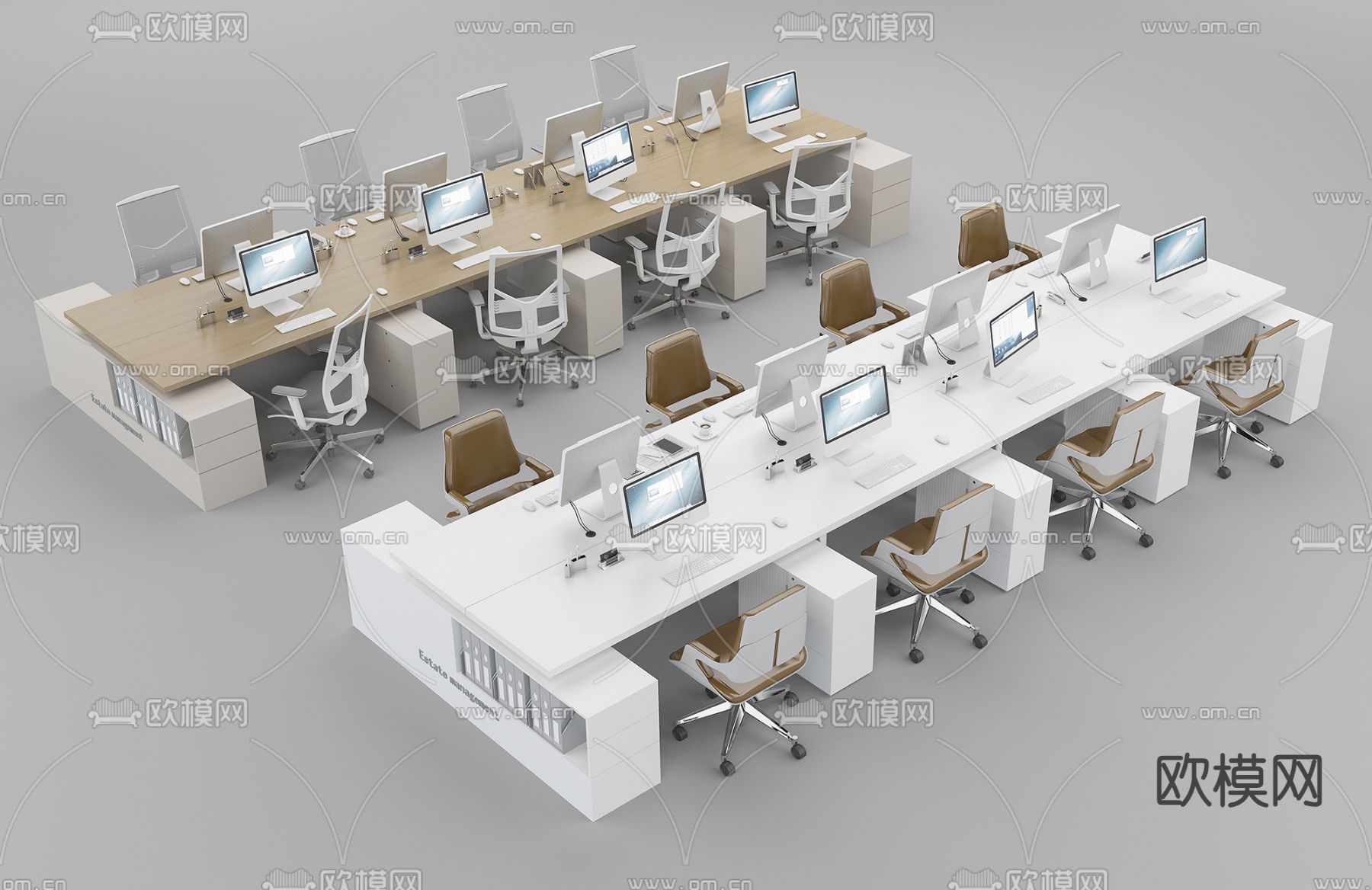 现代办公桌椅su模型下载（渲染图2）