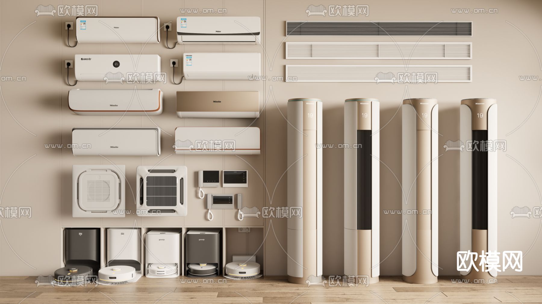 立式空调 壁挂空调 扫地机 中央空调 通风口3d模型下载