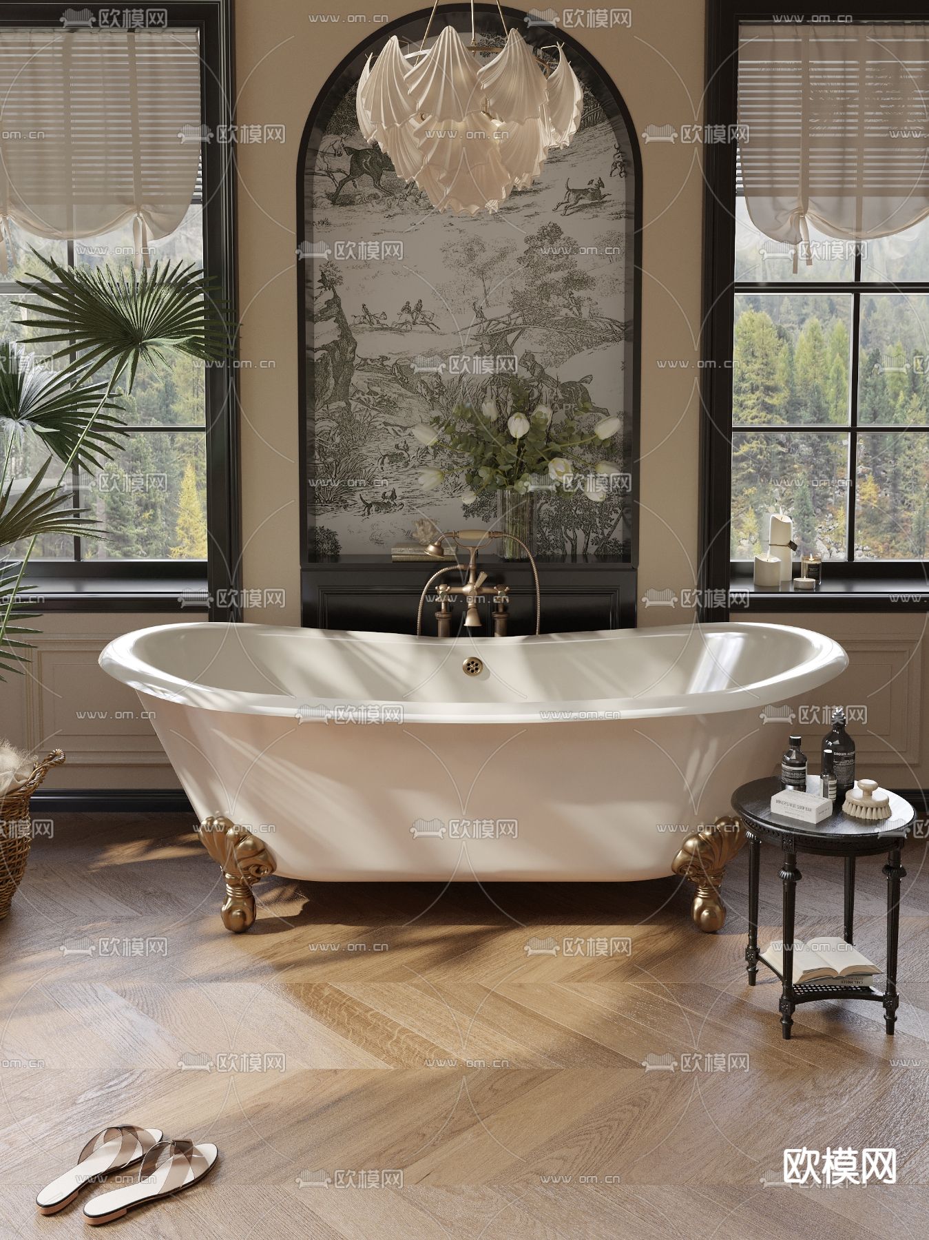 美式浴缸3d模型下载