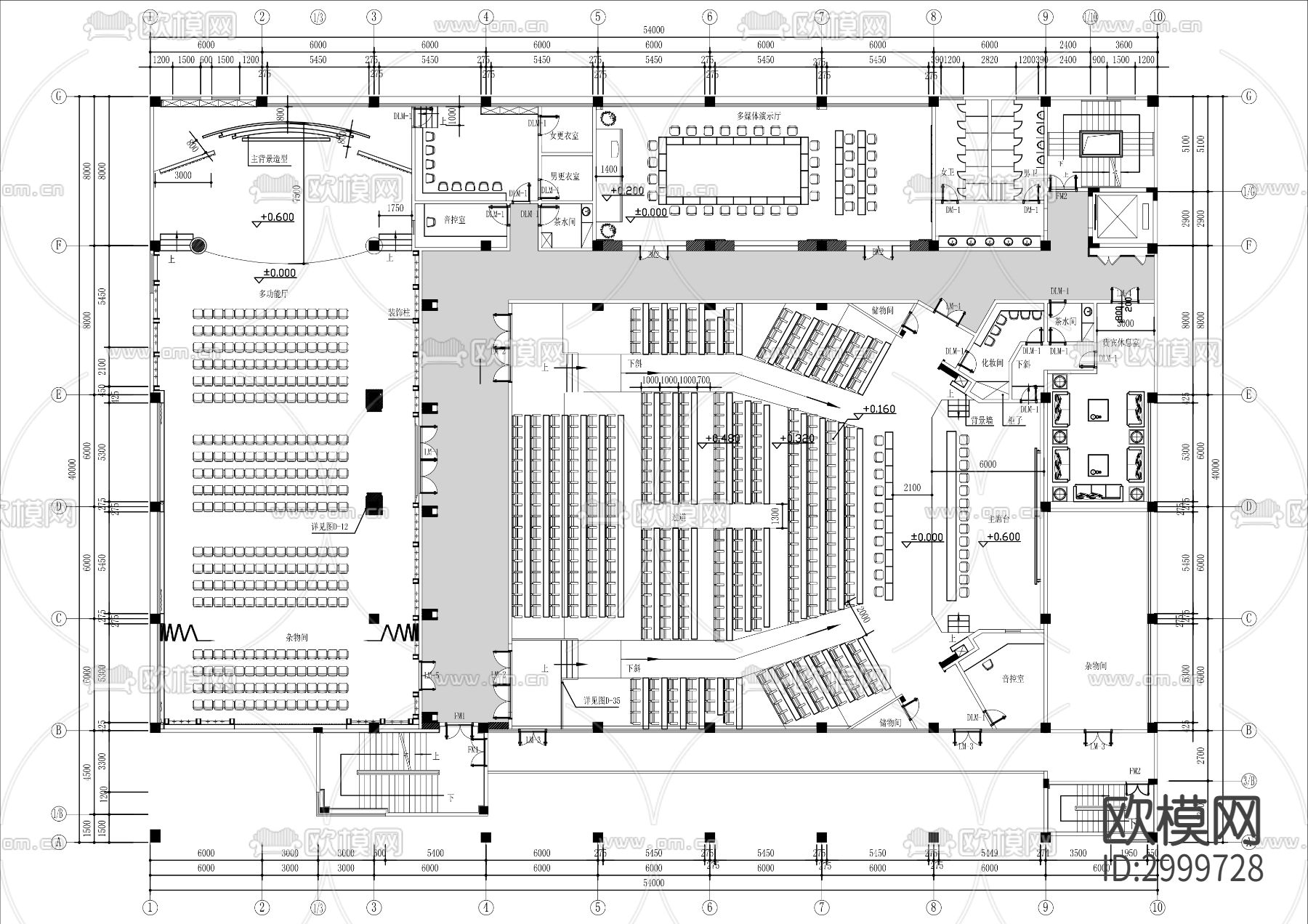会议室会议厅cad平面图下载