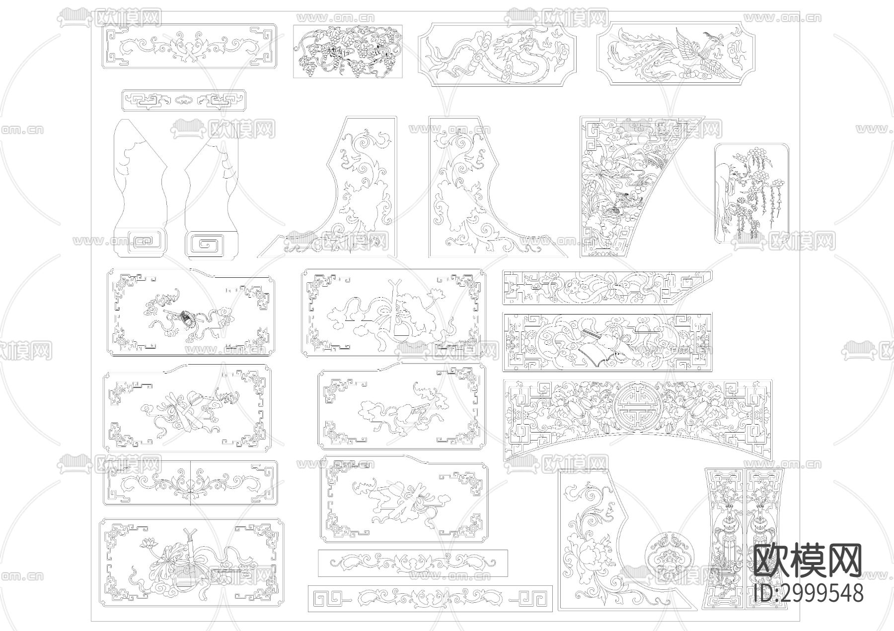 中式雕花素材cad图库下载（渲染图5）