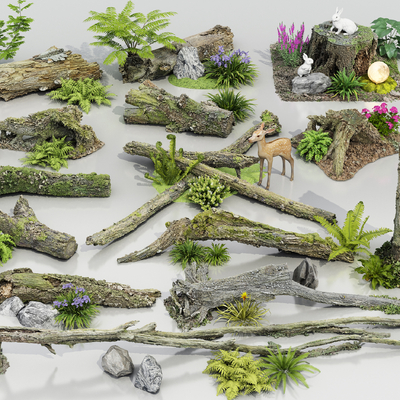  枯木头 腐木 朽木 树干su模型 